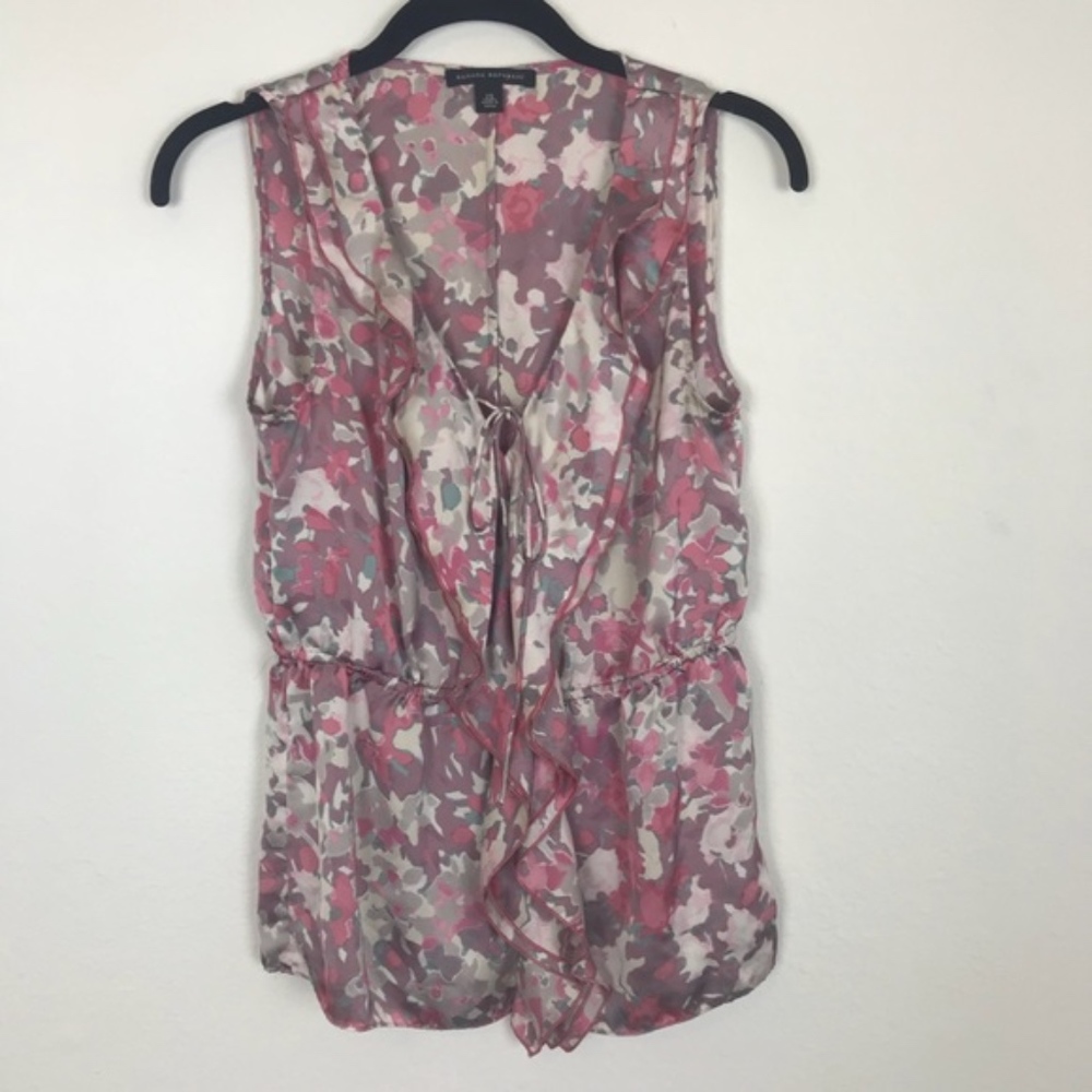 Banana Republic Pink Sleeveless Silk Ruffle Top